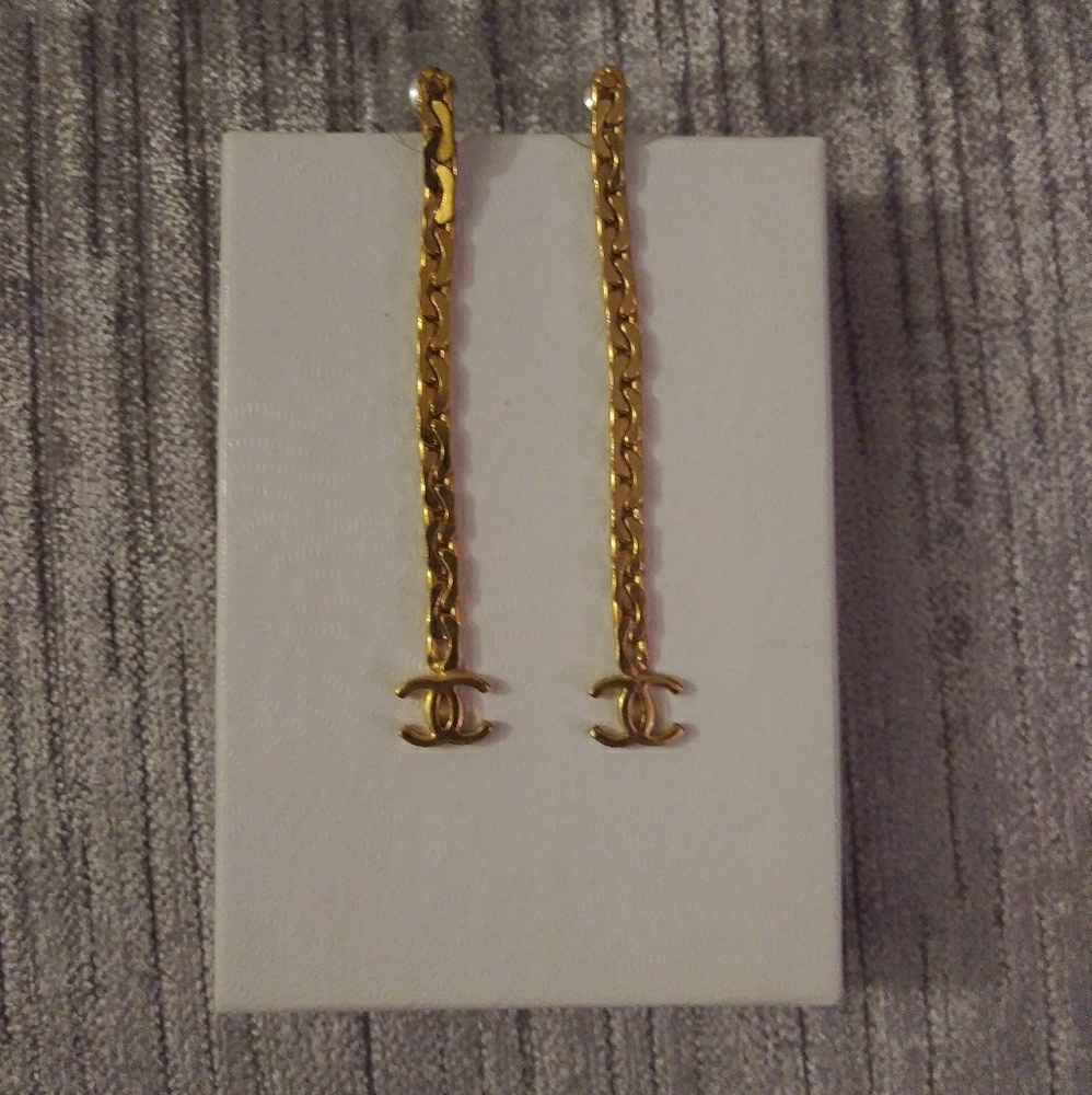 Authentic Vintage Chanel Gold Drop Earrings